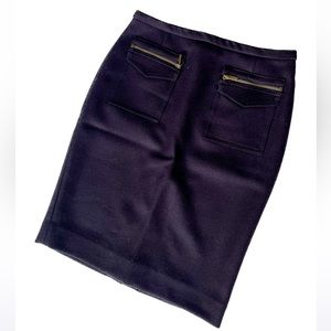 J.Crew Navy Blue Wool Patch Zipper Pocket Pencil Skirt, 4P